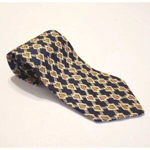 Christian Dumas Necktie 4"  Vintage Tie 100% Silk Made in  USA Blue Yellow White